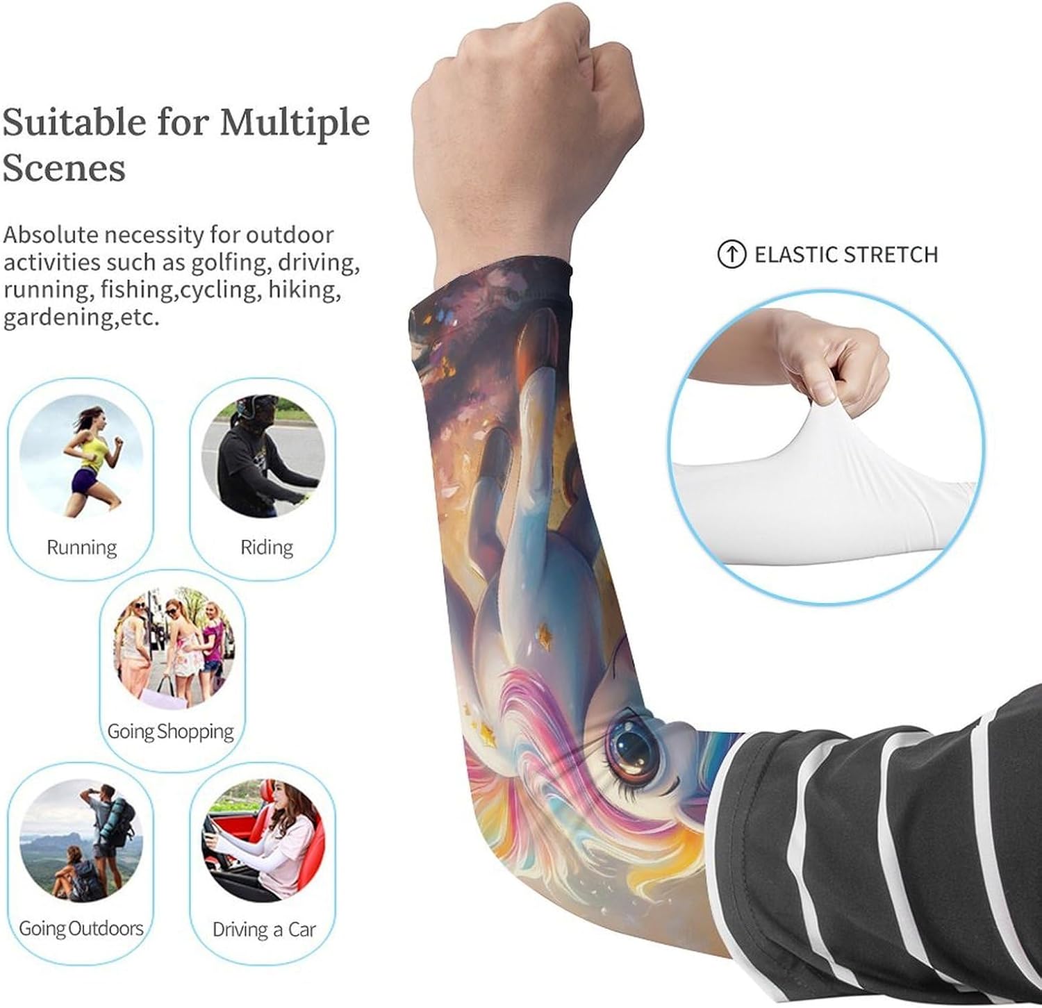 Uni-corn Arm Sleeves Sun Protection Sleeves Sports Cooling Arm Compression Sleeve for Men Women