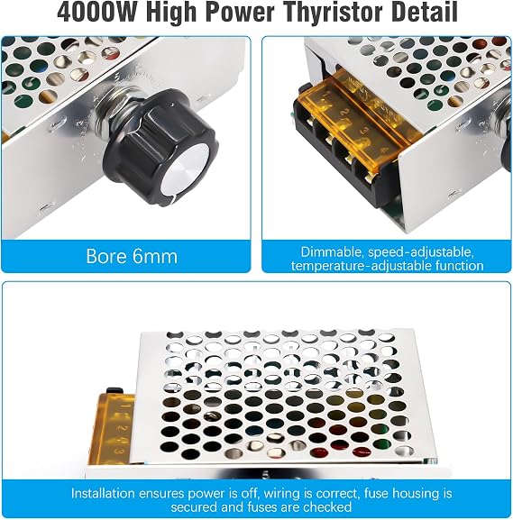 Binghe Electronic Voltage Regulator 220V 4000W High Power SCR, Governor, Speed Controller, Suitable for Household Appliances