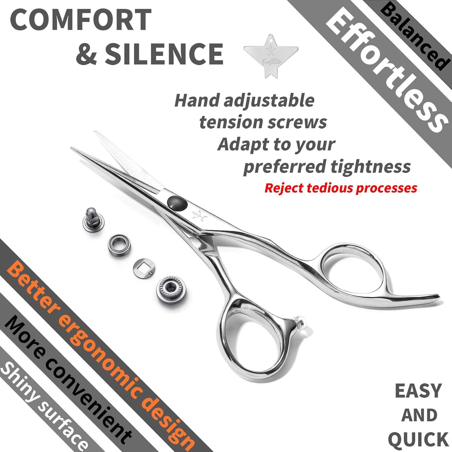 High-end Professional Extremely Very Sharp Barber Hair Cutting Scissors Hairdresser Shears For Hair 4.5 Inch Haircut Scissor Made Of Stainless Steel Alloy For Hairdressing Salon and Home Use