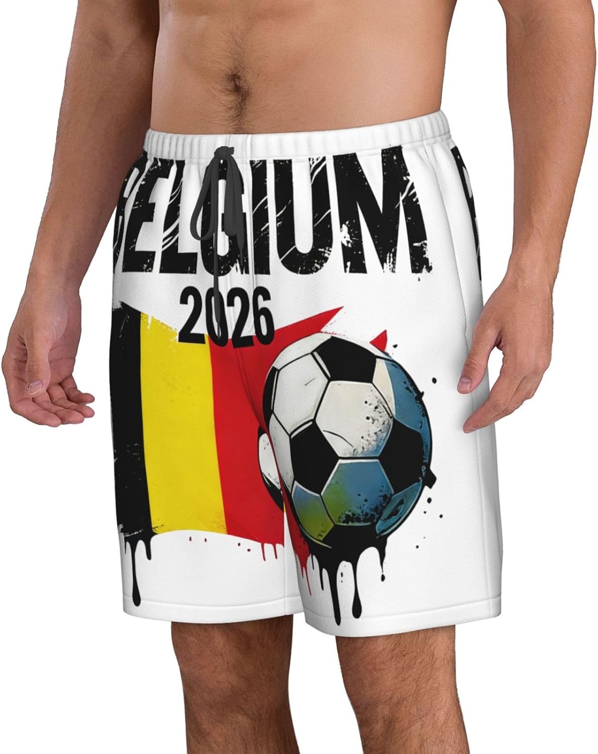 2026 American Flag and Soccer Ball Mens Swim Trunks Quick Dry Beach Board Shorts Swimwear Bathing Suit with Pockets