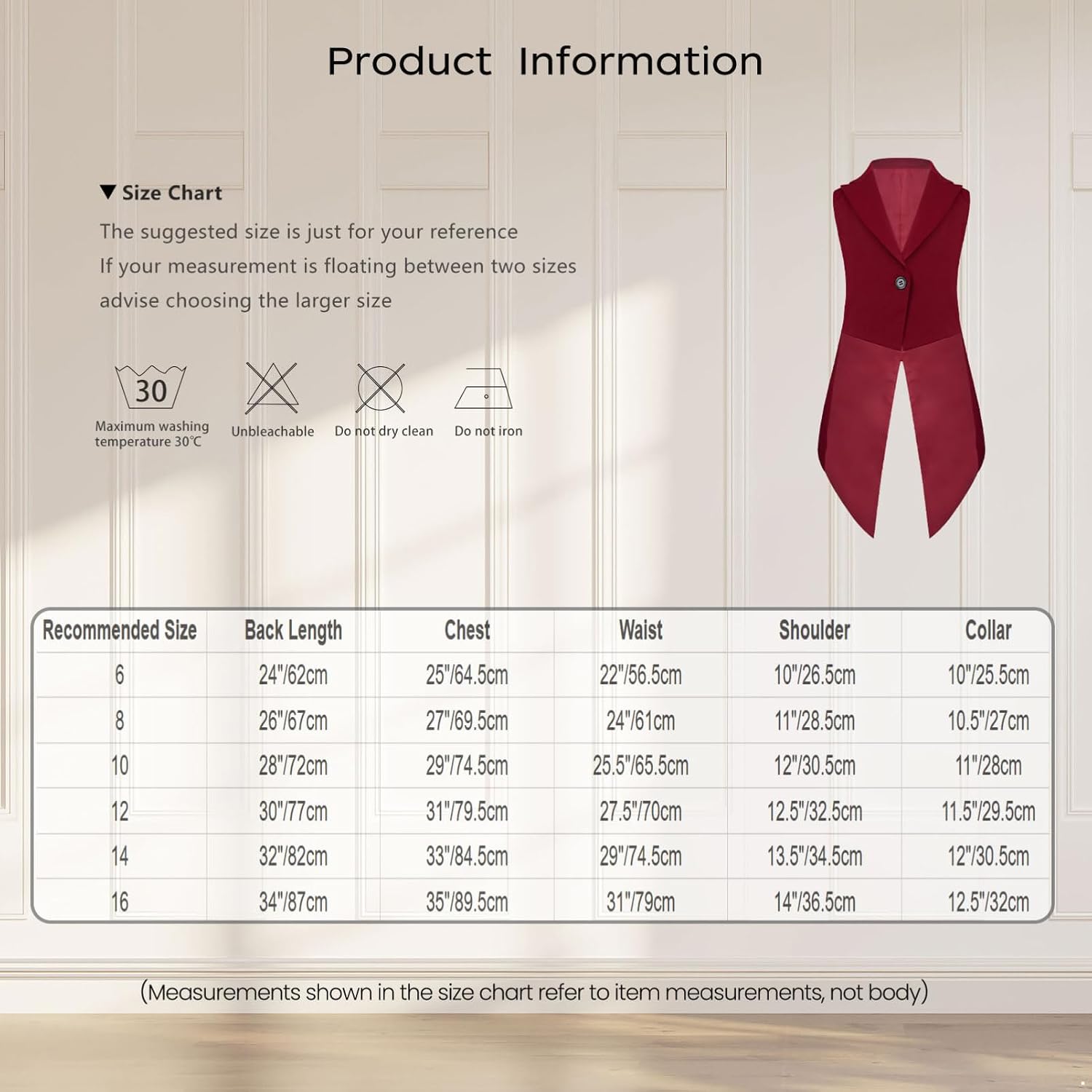 CHICTRY Girls Tailcoat Waistcoat Pageant Stage Top Event Vest Sleeveless Formal Blazer Jacket Coat