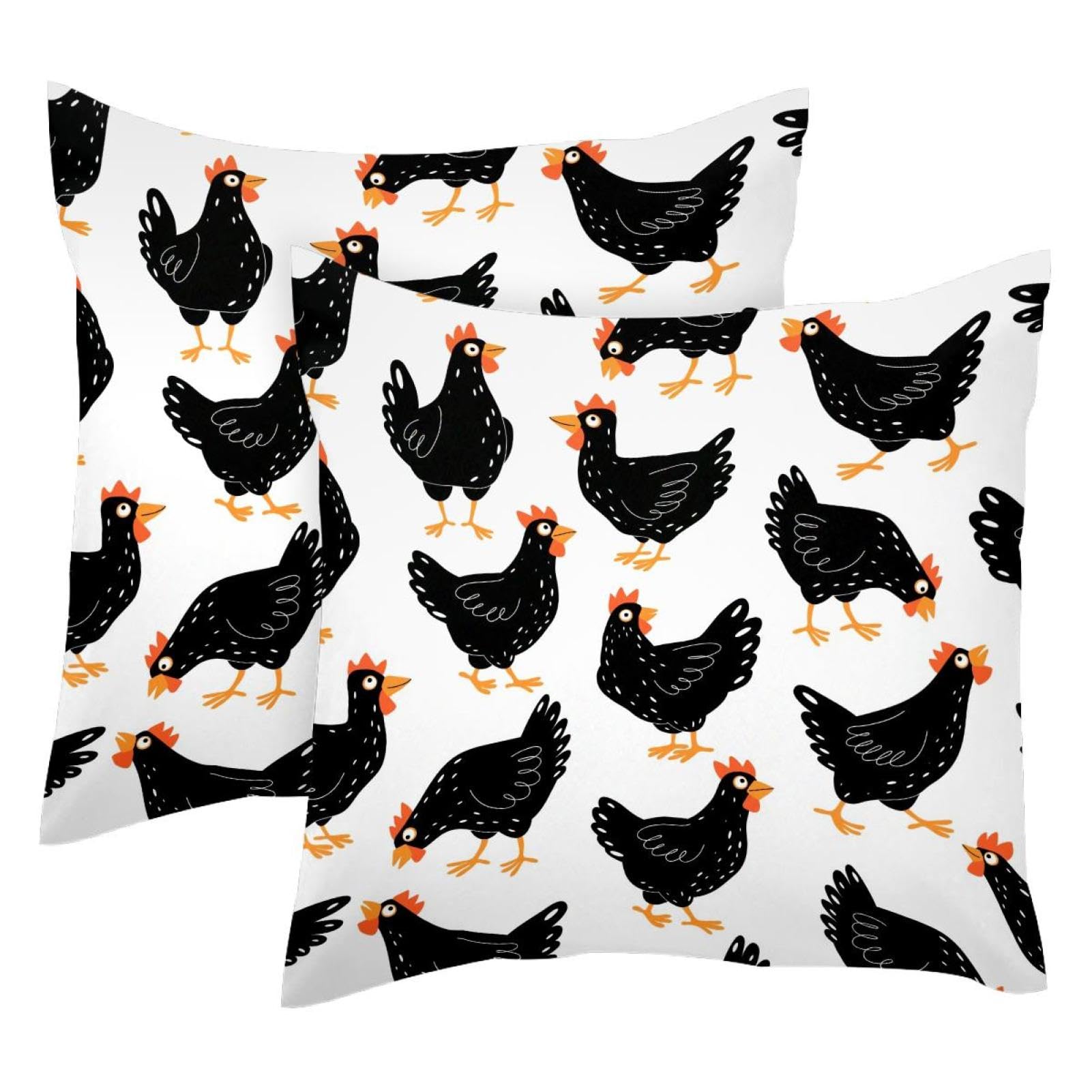 Housses de coussin en velours poulets noirs pour salon campagne chic