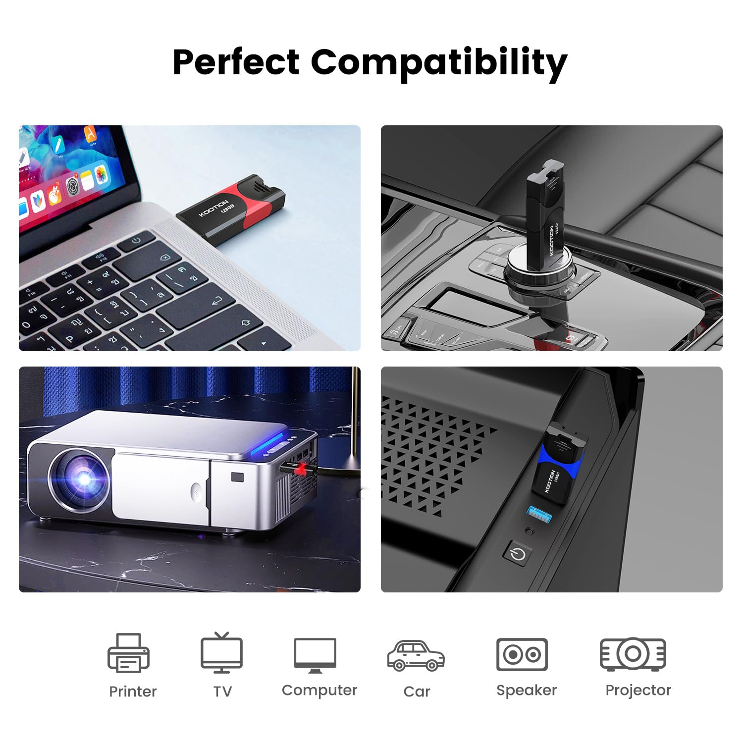 KOOTION Chiavetta USB 128 GB 3 Pezzi USB 3.0 Pen Drive 128GB Piccolo e Leggero Pennetta USB 3 Pack con indicatore LED Penna USB Set para Ordenador/TV/Coche/Player, ect - Multi-Colores