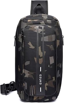OZUKO Men Chest Crossbody Bags Waterproof Sports Shoulder Fashion Usb Multifunctional Sling Bag Camouflage