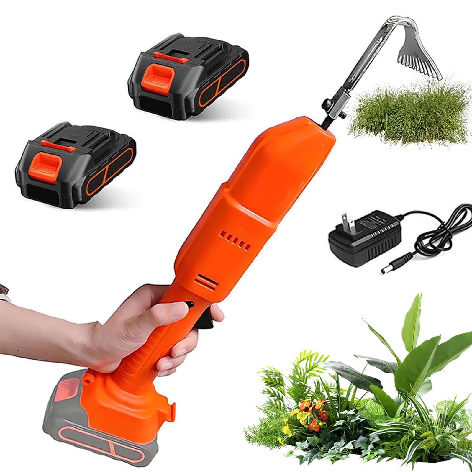 Cordless Electric Cultivator & Weeder - 2 Batteries Included, Handheld Garden Tool for Effortless Digging, Soil Loosening, Weeding & Raking 2 batteries