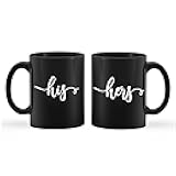 Kunlisa His and Hers Coffee Mugs Set - Wedding Engagement Gift for Couples, Newlyweds, Husband and Wife - Bridal Shower Matching Mugs 11 Ounce (Black)