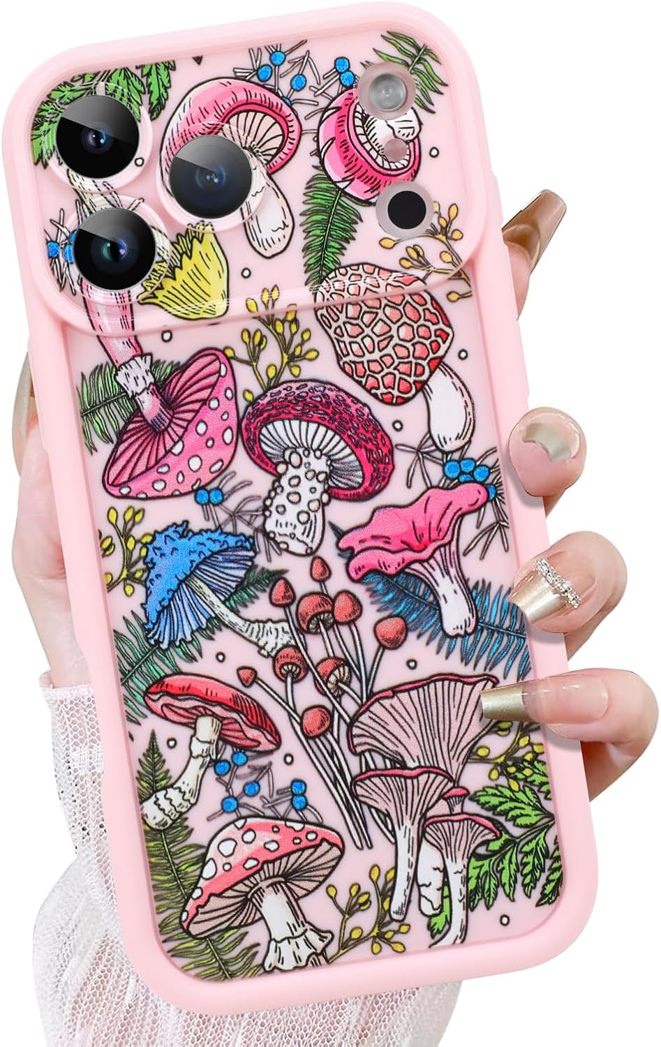 KANGHAR Case for iPhone 17 Pro Max, Cute Mushroom Art - Pink