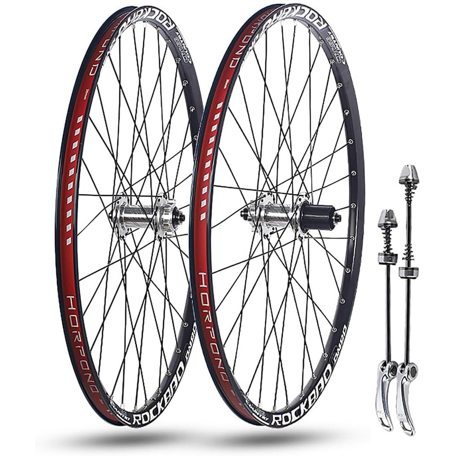 KUNYOS 24'' 26'' 27.5'' 29'' Bike Wheelset for Mountain Bike Quick Release Front Rear Wheels Double Layer Rims Disc Brake 32H Hubs for 7-11 Speed,Silver,29inch