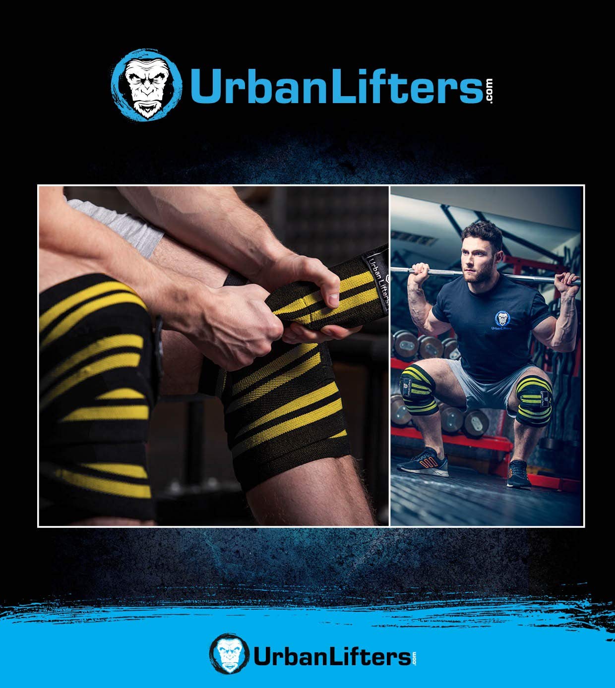 Ginocchiere per il sollevamento pesi. Ginocchiere per carichi pesanti con lunghezza estesa di 200cm. Ginocchiere per Squat, Powerlifting, Bodybuilding. (powerlifting)