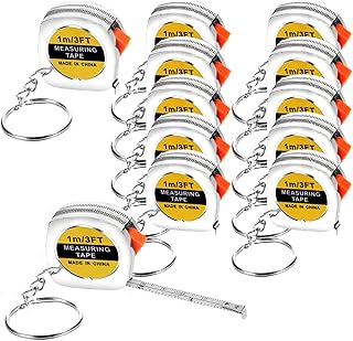 12 Pieces Tape Measure Keychains, 1.5 Inch Functional Mini Tape Measures with Stable Slide Lock Construction Party Favors Measure for Birthday Party Favors Gift Bag Fillers Prize 1m/ 3ft