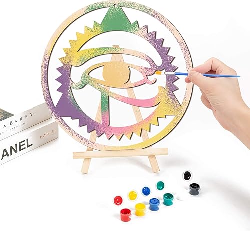 Miniatura 7 de GLOBLELAND Arte de pared de madera de ojo de Horus de 12 pulgadas, decoración de pared egipcia, geometría sagrada, decoración del hogar, escultura