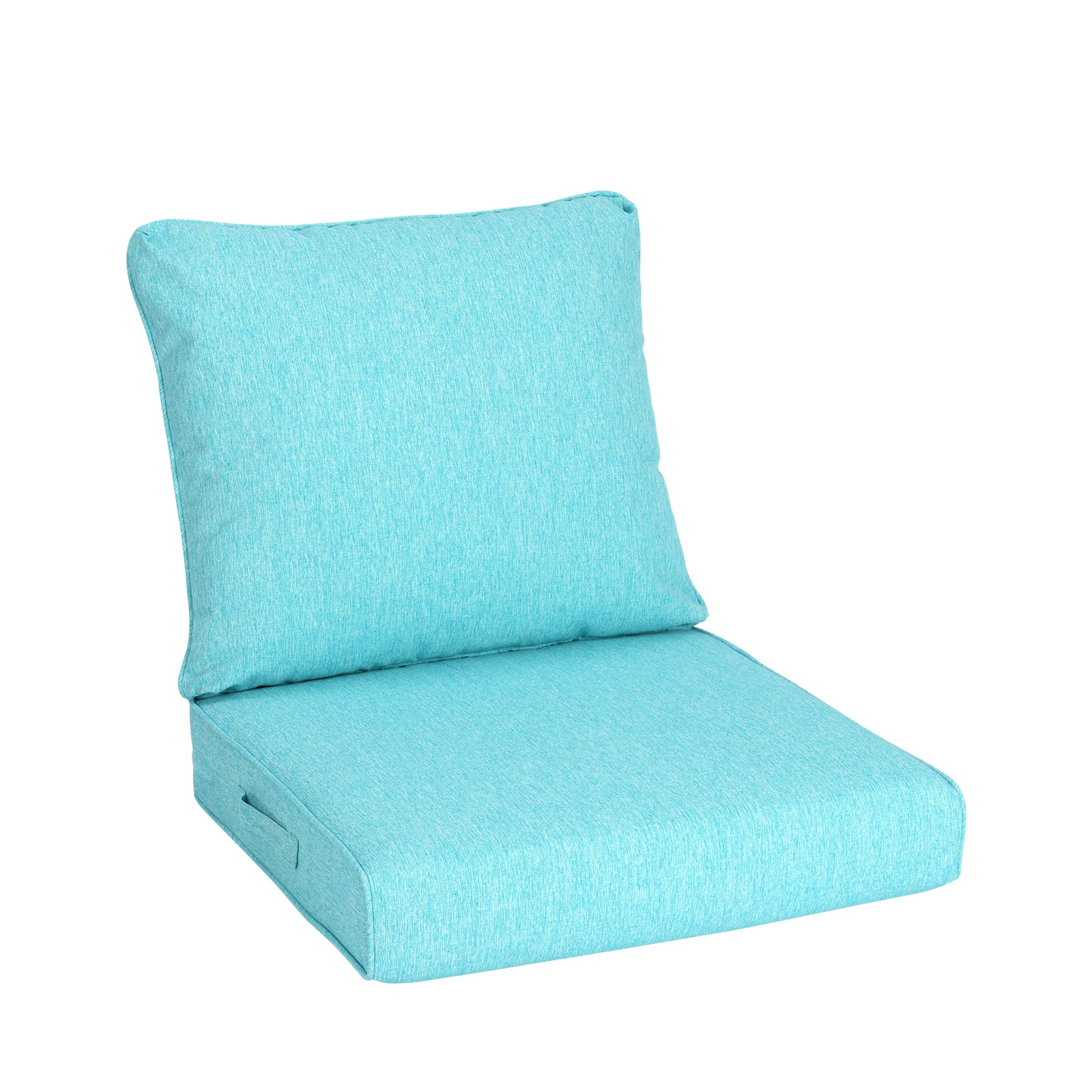 Photo 1 of Aoodor 21" x 21" Patio Deep Seat Cushion Set, Water Resistant & Fade Resistant Outdoor Furniture Cushions with Adjustable Straps for Patio, Deck, Garden, Teal