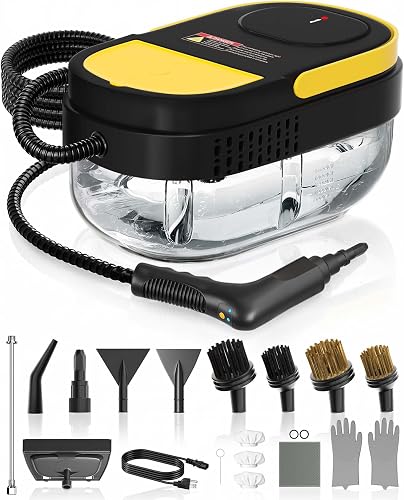 Gautye Steam Cleaner, 3 Level Adjustable Handle with 15 Accessories