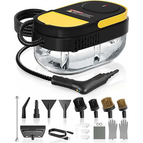 Gautye Steam Cleaner, 3 Level Adjustable Handle with 15 Accessories