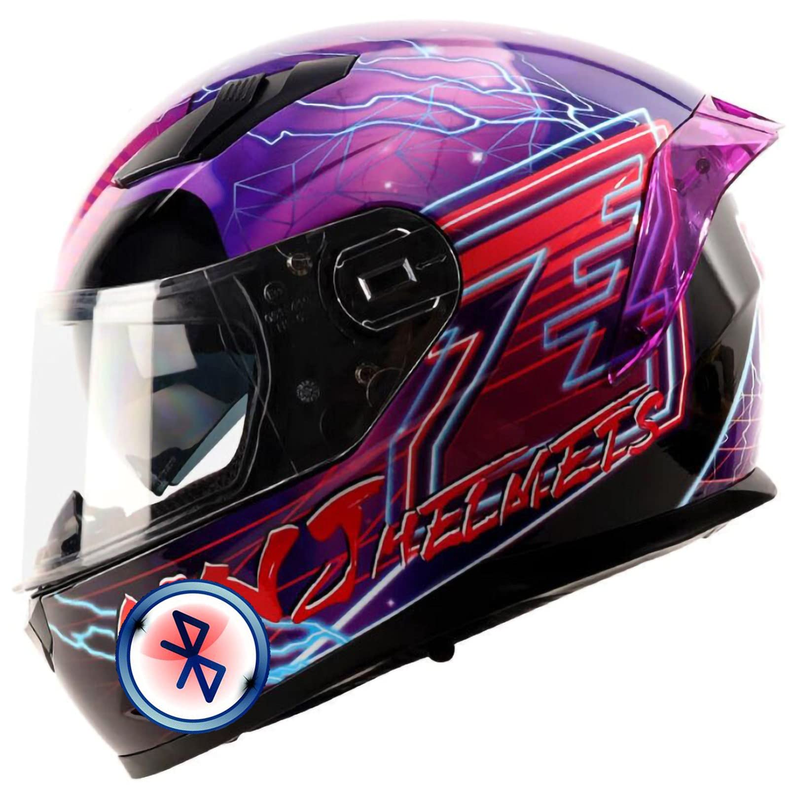 Casque moto jet bluetooth double visière anti-buée motocross adulte