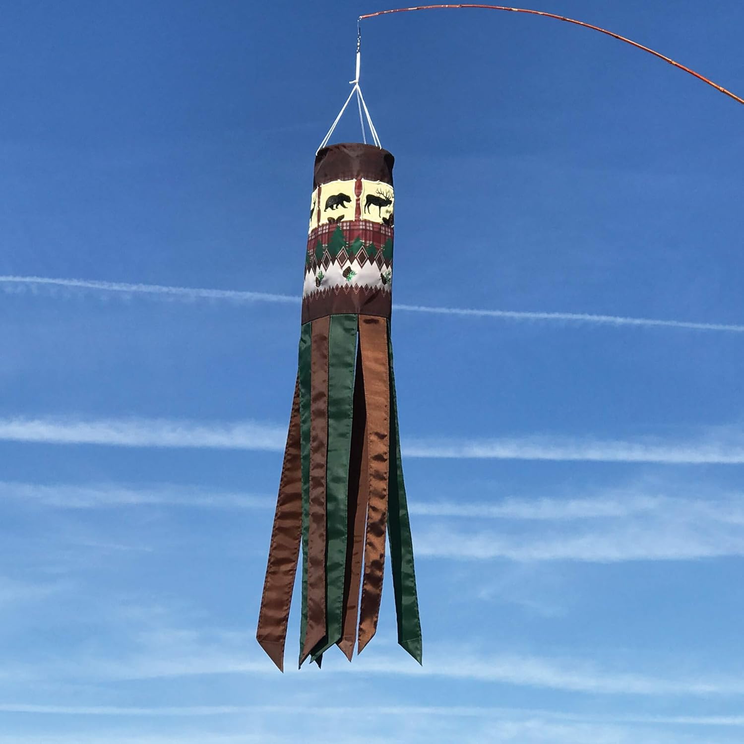 In the Breeze 5147 — Rustic Lodge 40-inch Windsock — Great Outdoors Mountain Cabin Decoration