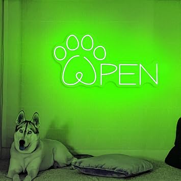 Open Paw Neon Sign Paw Open LED Sign Dog Paw Led Light Pet Neon Light Animal Room Wall Art Pet Shop Decor Pet Service Sign Pet Spa LED Light