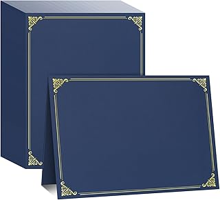 Ndsox 50 Packs Navy Blue Certificate Holders, Graduation Diploma Holders, 350GSM, Diploma Covers with Gold Foil Border for Letter Size 8.5" x 11" Award Certificate Paper, Cardstocks and Documents