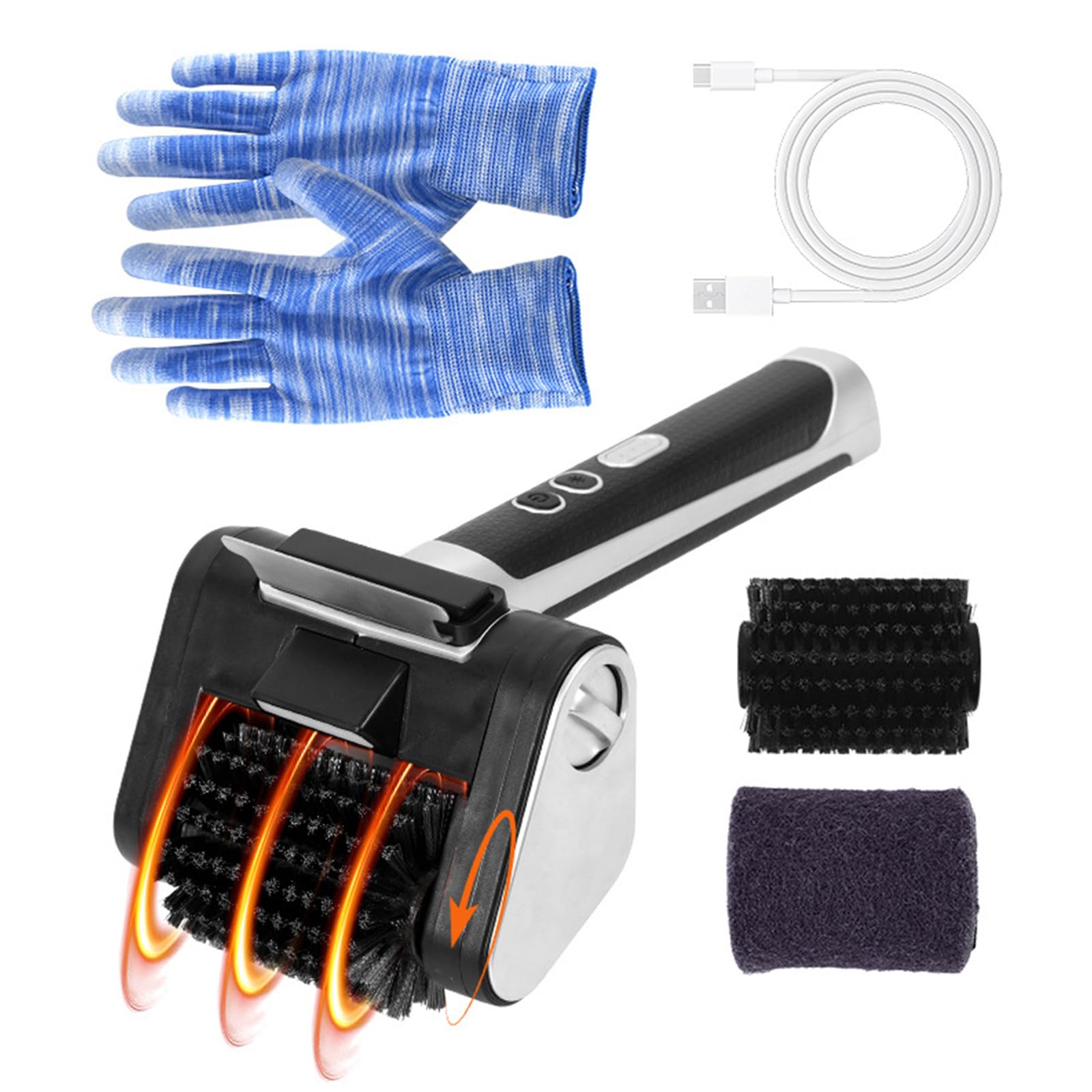 Elnwnnkc Multicolor Electric Grill Brush For Outdoor, Bbq Grill Cleaner Detachable Head Cordless Rotary Grills Brush, Grills Cleaning Brushes Waterproof Cleaner For Bbq Grates