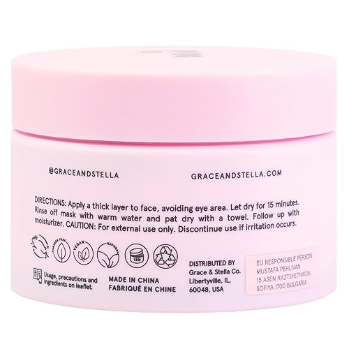 Miniatura 4 de Grace and Stella - Máscara de barro del Mar Muerto (4.1fl oz)  Máscara vegana de desintoxicación del Mar Muerto - Máscaras de barro para acné graso,