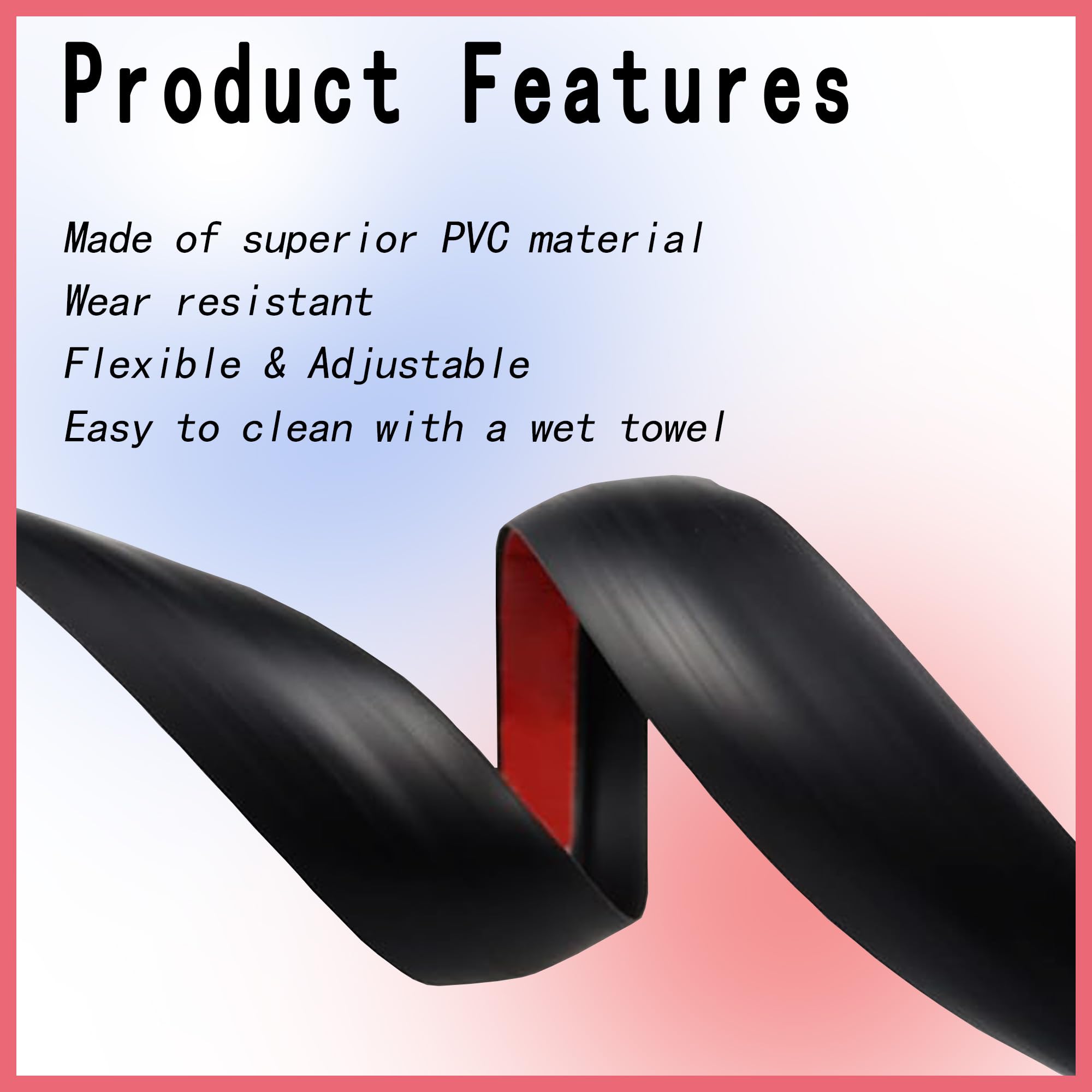 Perfil de Transición para Suelo, Perfil Transición Suelo Desnivel de, PVC Tapajuntas Suelo Adhesivo (Negro, 10mm x 1m)