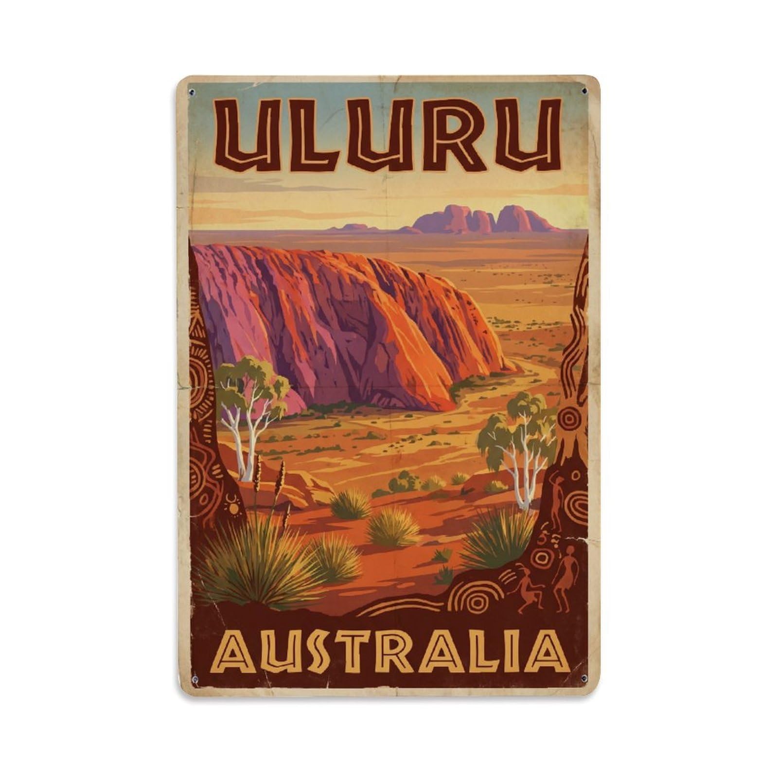 Heritage Australia Uluru Outback Travel Cultural Metal Tin Sign