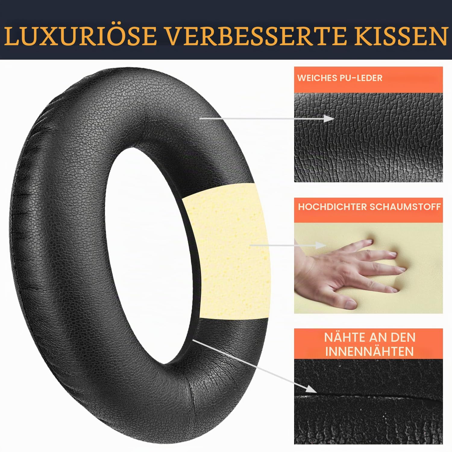 SOULWIT Ersatzset für Bose Aviation (A20/X A10) – Schwarz | Ohrpolster + Kopfband + Mikrofonabdeckung für (A20/X A10) Kopfhörer
