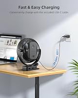 Koonie 10000 mAh Hordozható Ventilátor USB, 20cm, 4 Fokozat, 360° Forgás, Csendes 7