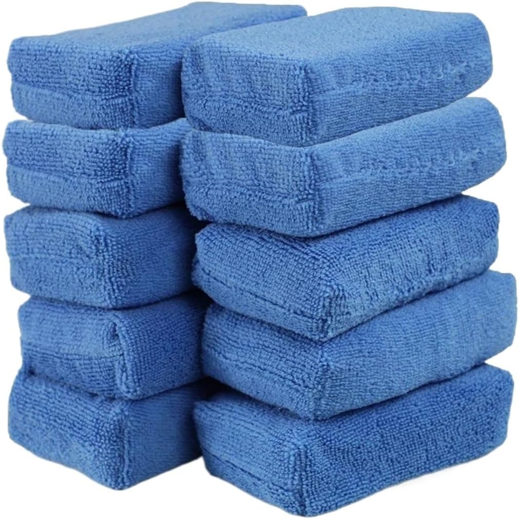 2/10Pcs Car Wax Applicator Pads Microfibre Polishing Sponges Soft Auto Detailing Waxing Sponge Cleaning Foam Car Paint Care Pad(10 Pieces)