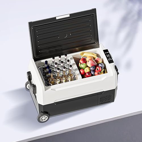 Miniatura 3 de TABU Refrigerador portátil para automóvil de 38 cuartos (35 litros), congelador y refrigerador de doble zona de 12 V con 1224 V CC y 110240 V CA, -4