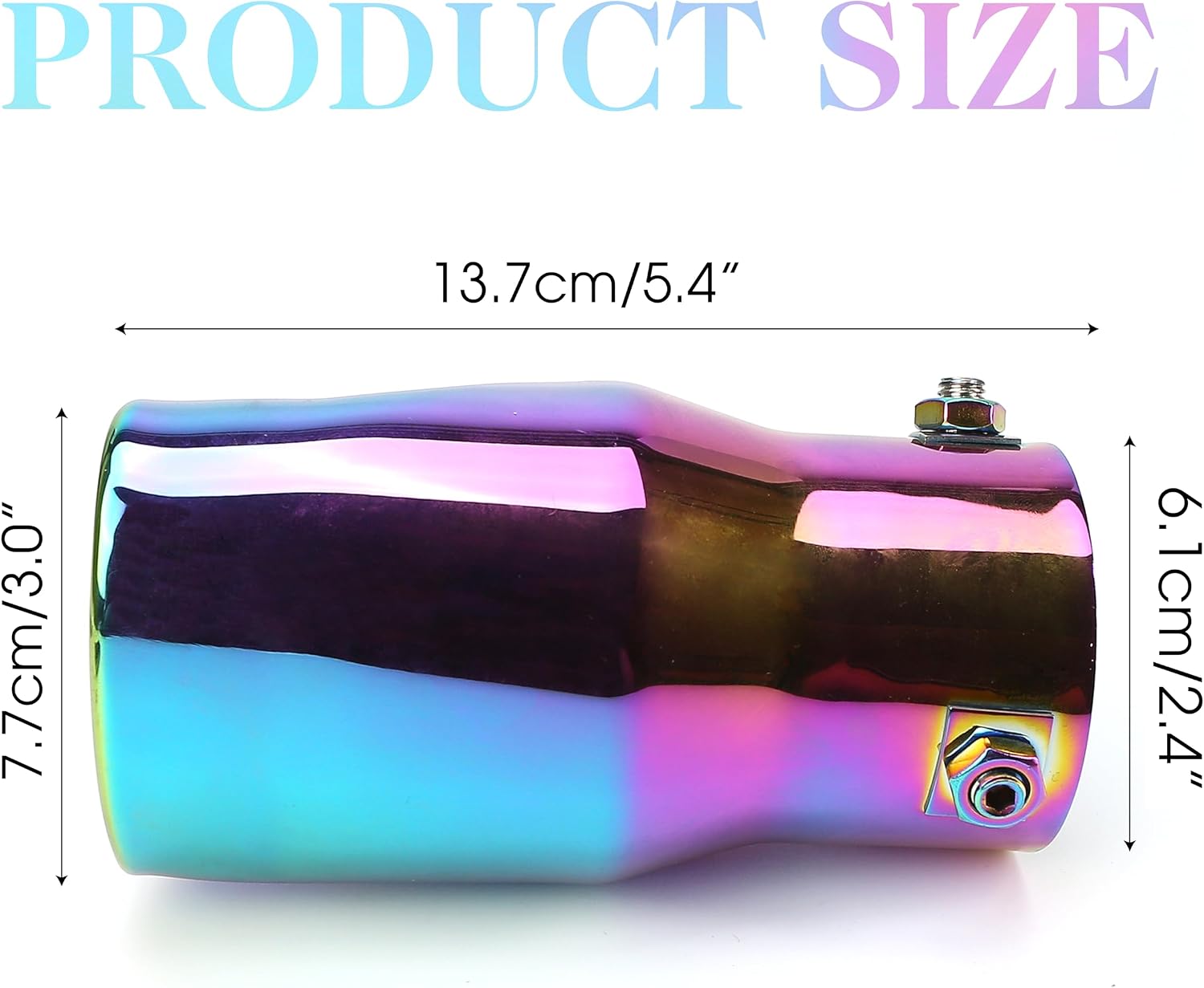 Heart Exhaust Tip, 2.5 Inch Inlet Fits 1.75 to 2.25 Inch Pipes, Stainless Steel Car Muffler Pipe, Chrome Colorful Heart Shaped Tail Tailpipe, Universal Auto Accessories