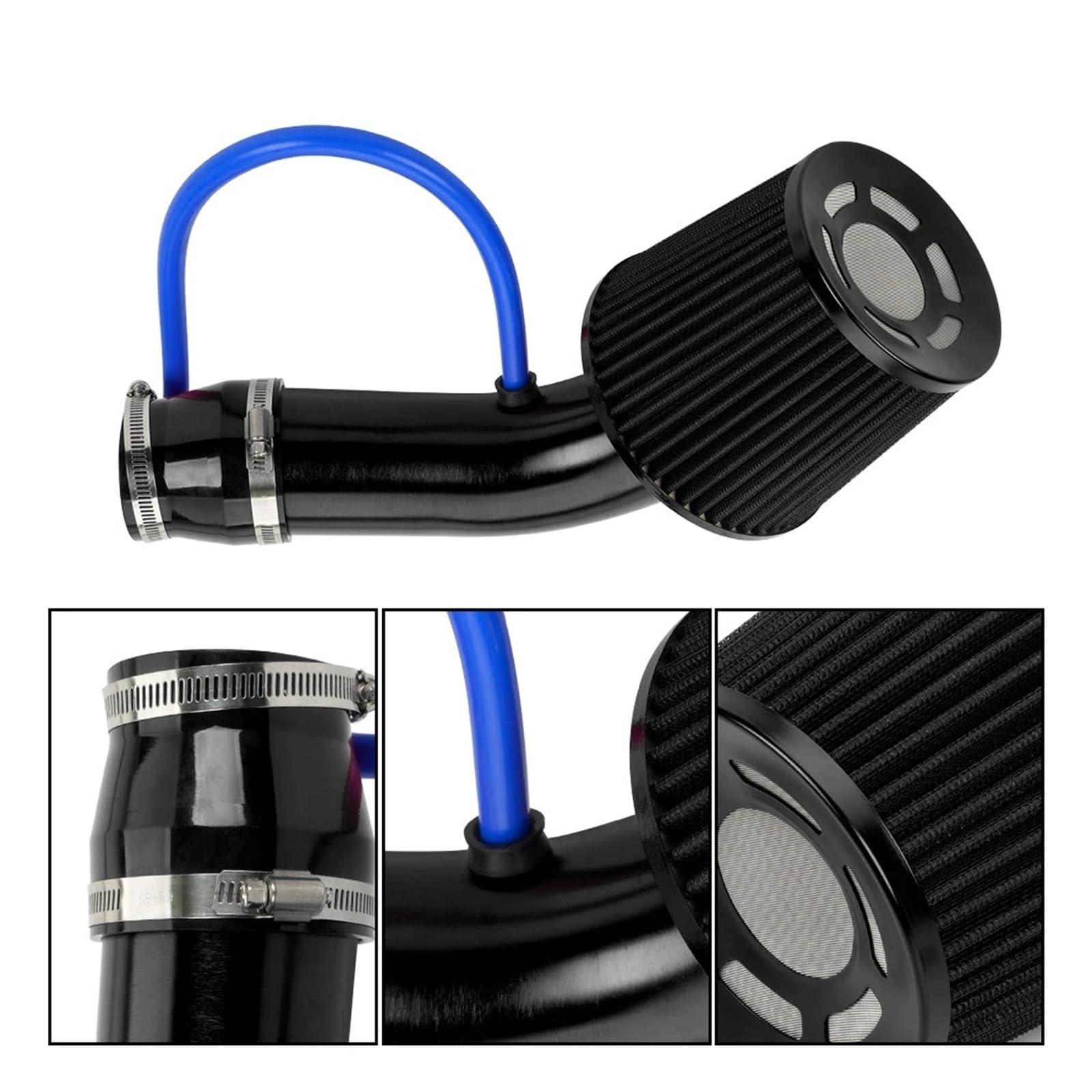 Entrada Aire Kit De Tubo Inducción Turbo Con Admisión En Frío, Filtro Aire 76mm Y 3 Pulgadas Cono Alto Flujo OFI095 Manguera Admisión(Rojo)
