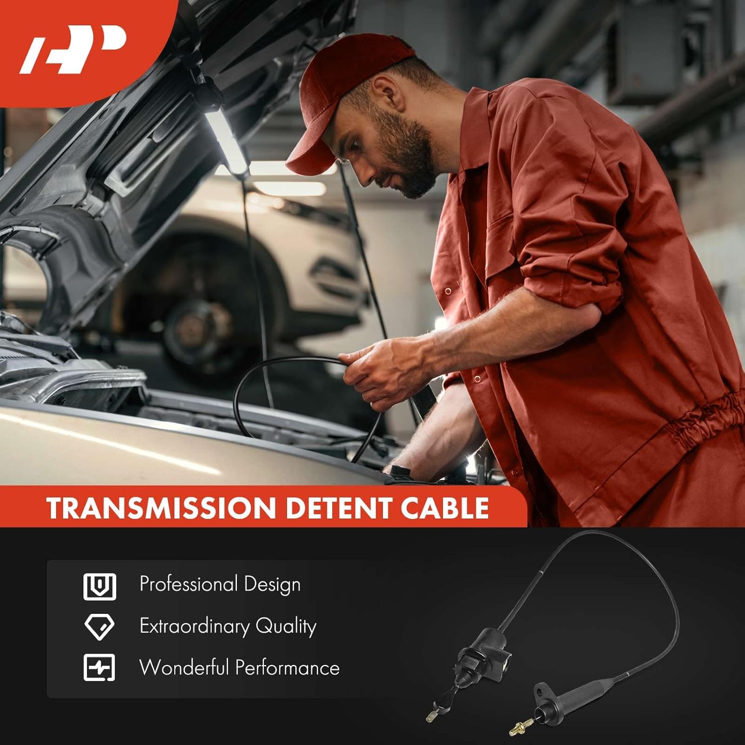 A-Premium 48.07 Inch Automatic Transmission Detent Cable Compatible with Chevy, Buick, Oldsmobile, Pontiac & Cadillac Vehicles - Malibu, Impala, Camaro, Caprice, Regal, 98, Bonneville, Brougham