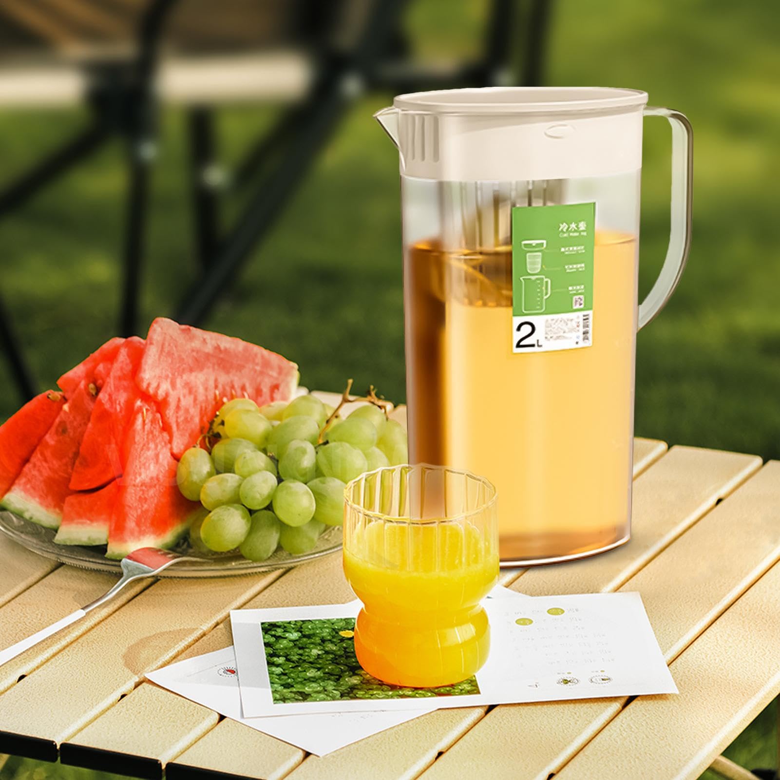 Pichet à eau avec infuseur à fruits 2 L couvercle distributeur de boissons