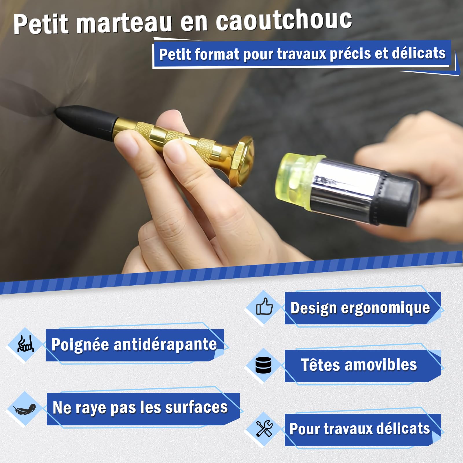 PDR TOOLS - Kit de eliminación de abolladuras sin pintura para coche - Herramientas de eliminación de abolladuras Carrocería con martillo extractor, ventosas y accesorios, kit de reparación de