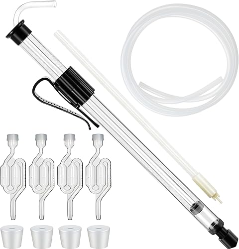 LURKA Sifón automático para elaboración de vino, mini bomba de sifón de 14 pulgadas con tubo de 6 pies, varita de embotellado, abrazadera, esclusa