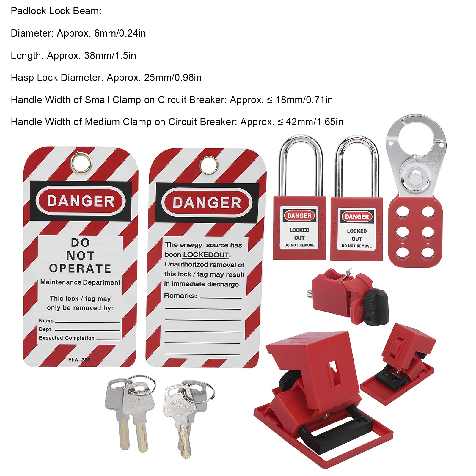 Kit de Bloqueo y etiquetado, Kit de Bloqueo eléctrico y etiquetado con Bolsa de Bolsillo Juego de candados de Seguridad Bloqueo del disyuntor para Estaciones de Bloqueo y etiquetado