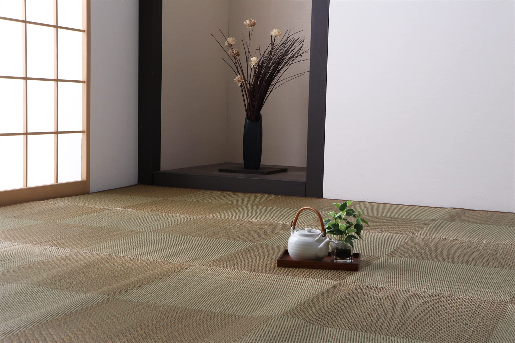 イケヒコ い草 ラグ カーペット マット DXノア 滑り止め 不織布 約352×261cm 【江戸間6畳】 裏貼り ブラウン ナチュラル シンプル モダン 市松 格子 消臭 防臭 抗菌 #4116630