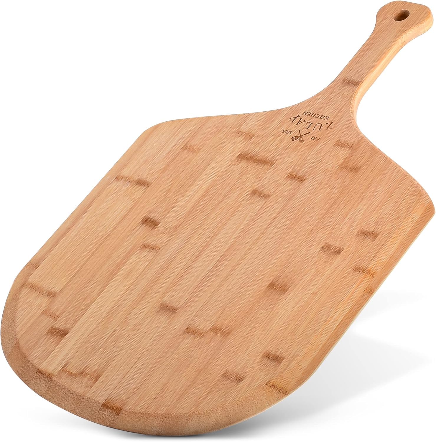 Zulay Kitchen Bamboo Pizza Peel – Medium 12” Wooden Pizza Paddle with Long Handle – Easy-Glide Beveled Edge for Baking, Transferring & Serving – Durable Pizza Board for Oven, Stone & Grill
