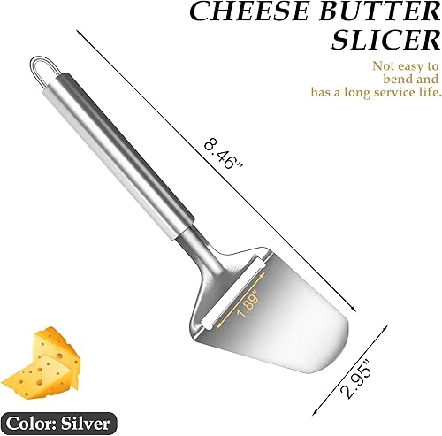 Miniatura 6 de Quacc Cortador de queso de acero inoxidable, cortador de queso, cortador de queso multifuncional, apto para lavavajillas, para cocina (plateado)