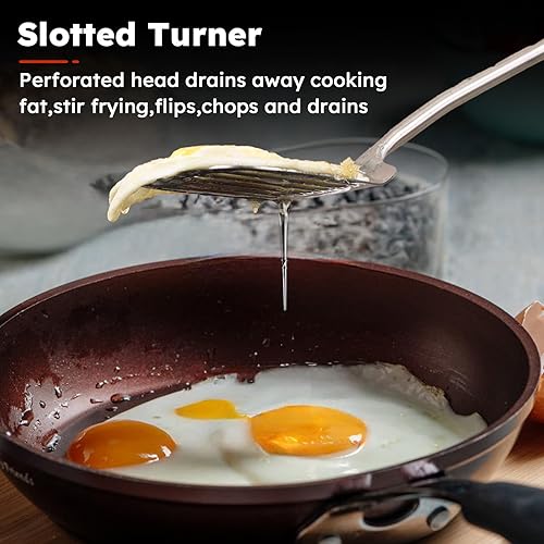 Miniatura 8 de MARTE Juego de herramientas de espátula Wok de 17 pulgadas y cucharón  Juego de espátula Wok de acero inoxidable 304 y cucharón para cocinar wok