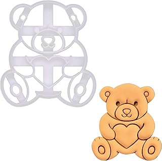 BAKERLOGY Teddy Bear with Love Heart Cookie Cutter - Bake Sweet Treats -...