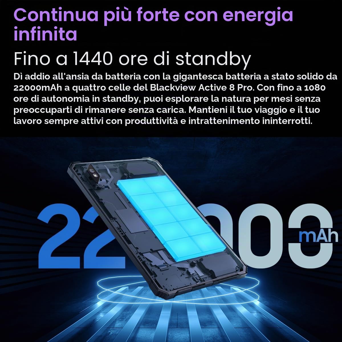 Blackview Active 8 Pro Rugged Tablet Android 14, MTK G99 16GB+256GB Tablet Android 14, 10.4“ FHD+, 22000mAh Smartphone Robusto, 48MP, 4 Lautsprecher, IP68 Wasserdicht, Dual 4G LTE, 5G WiFi, OTG, NFC