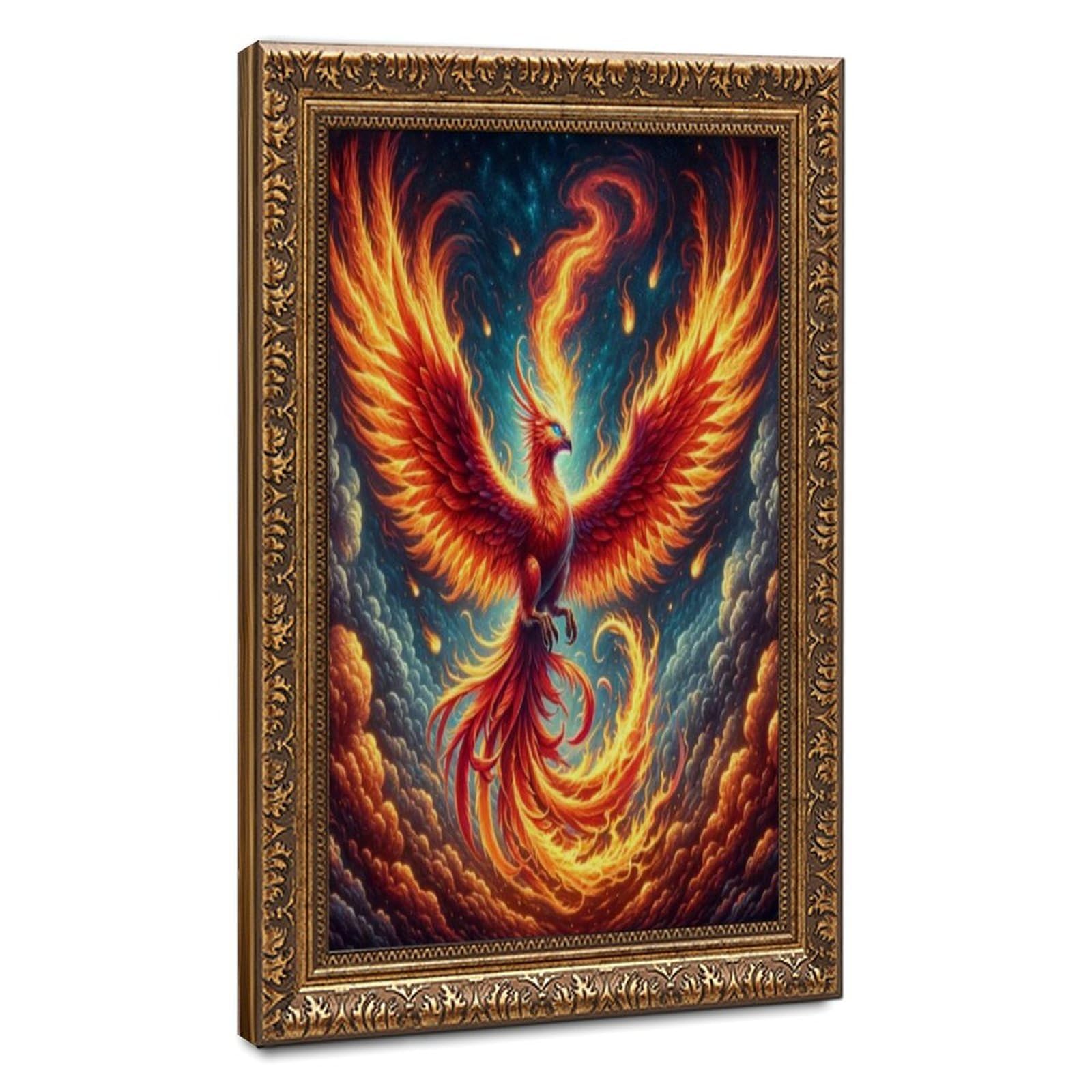Bareronor Fire Phoenix Bird Poster Canvas Poster Bedroom Decor Landscape Office Room Decor Gift 24" L X 36" W