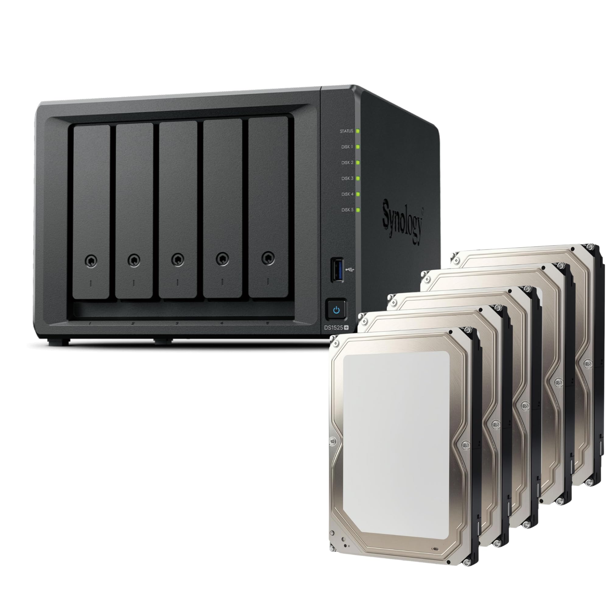 Synology Dyskstation NAS DS1525+ 20TB Bundle najlepsza cena dysk twardy (5X 4TB) 5 Bay Plus seria z Ryzen R1600, 8 GB RAM