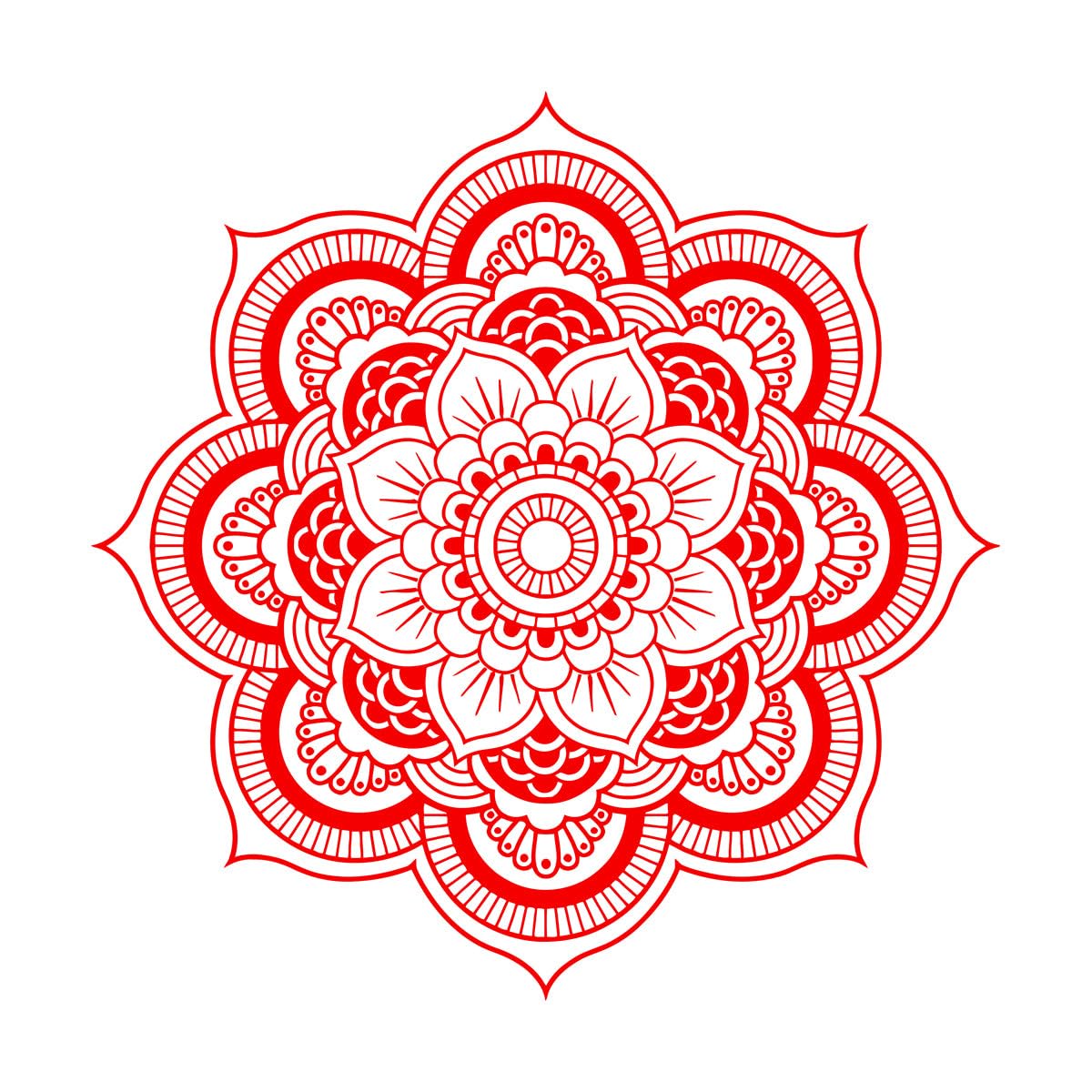Mural and Wall Vinyl Decal Lotus Flower Mandala Décor Pattern 81x81cm Multiple Size Options Extra Large red