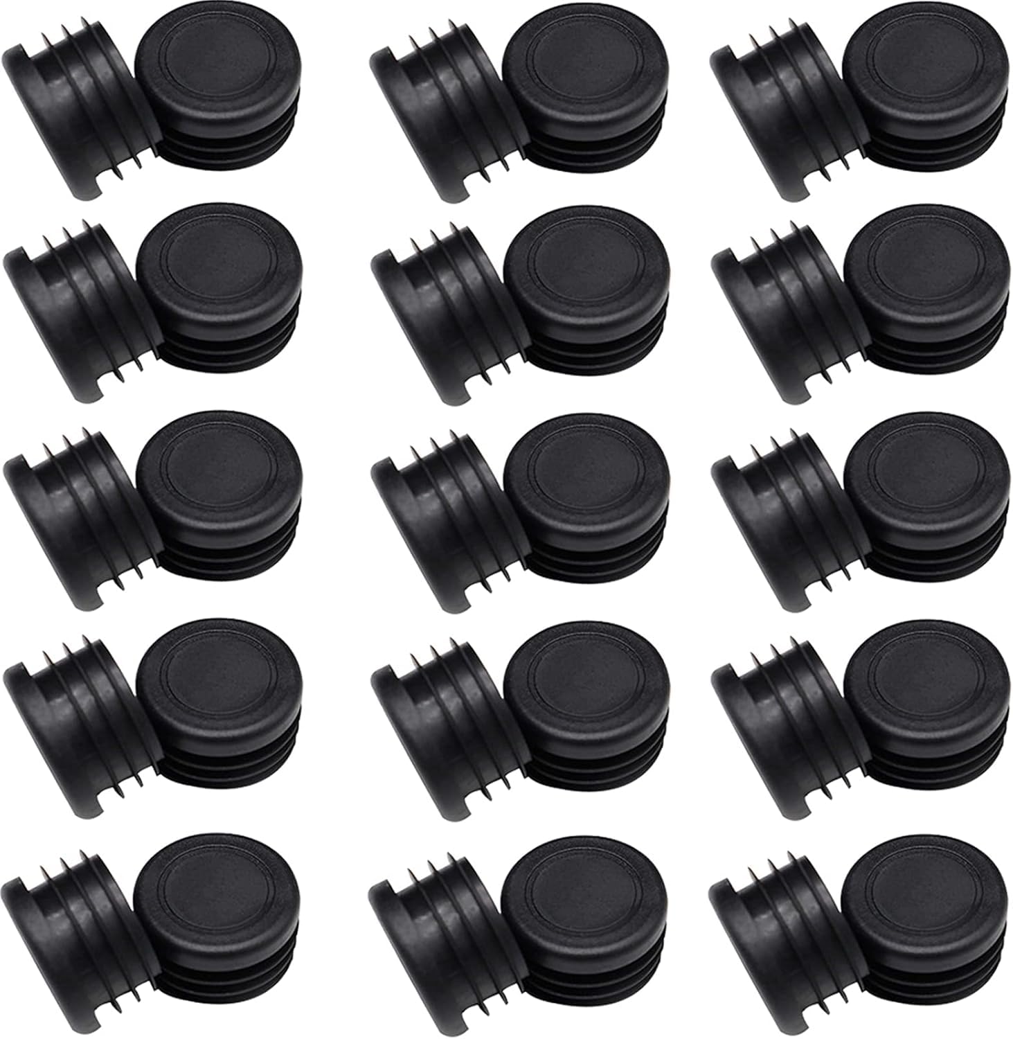 View 1 of 1" Round Tubing Plug End Caps,Tubing Post End Cap, Dia.25mm Black Plastic Round Plugs, Chair Glide Floor Protector(30 Pack)