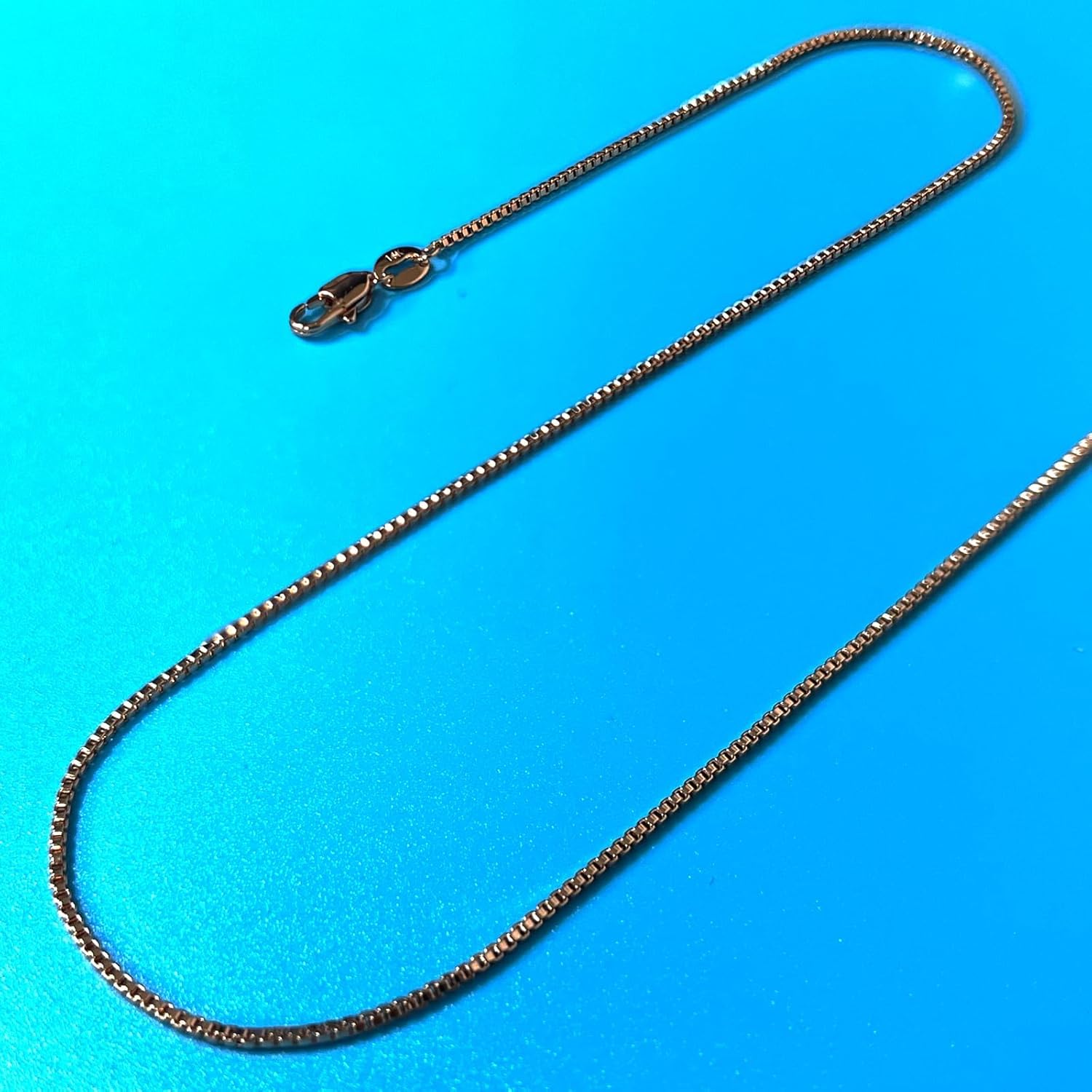 14K Real Yellow/White/Rose Gold Solid Box Link Chain Necklace with Lobster Claw Clasp, Jewelry Gift for Women or Men - Image 5