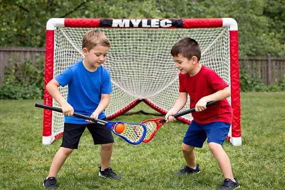 MyLec Outdoor/Indoor Kid/Youth Mini Lacrosse Goal and Sticks and Ball - Training Play Set - Lacrosse Training Equipment - 31 inch x 31 inch