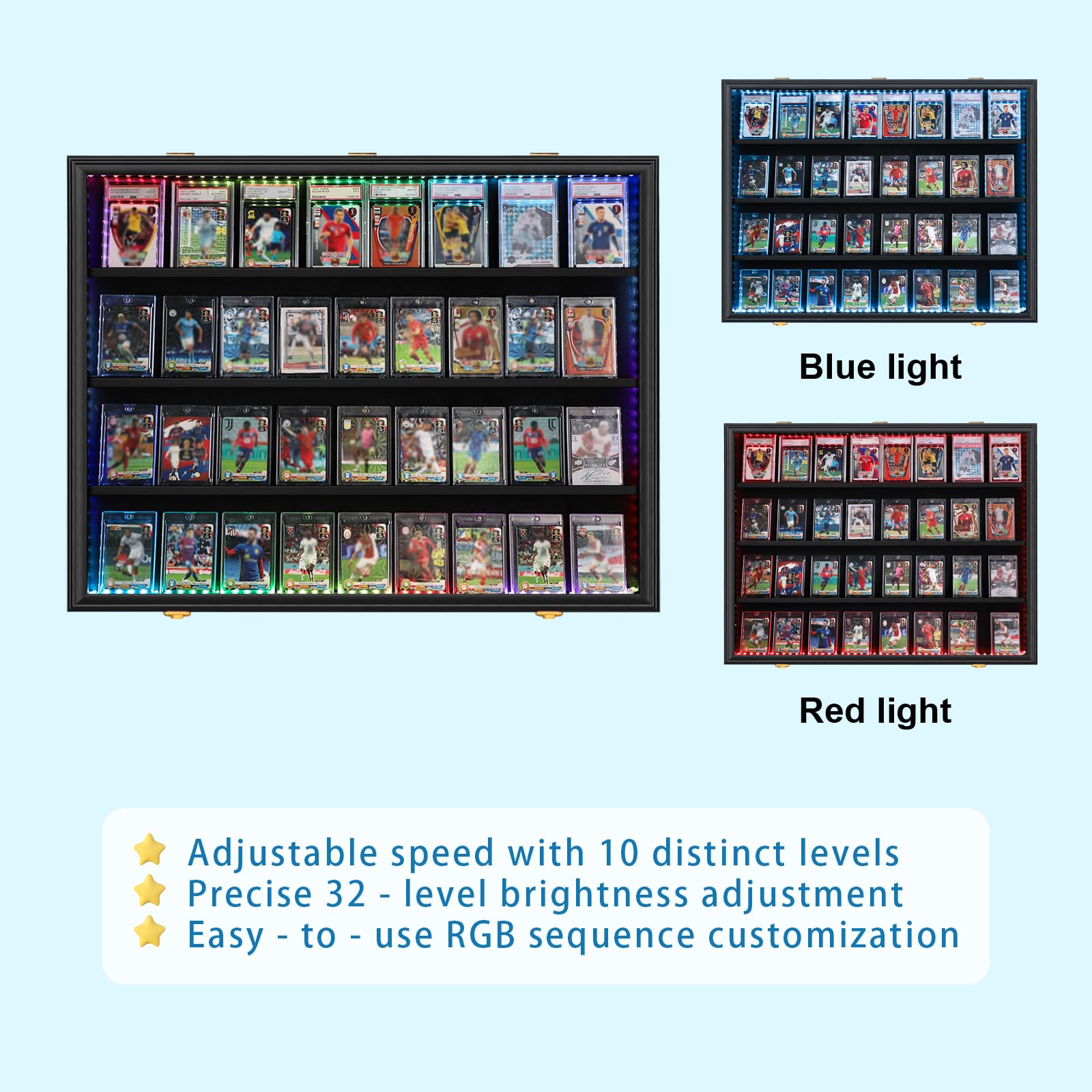 verani baseball card display case Amazon.com: VERANI LED Baseball Card Display Case - 36 Graded Sports Card  Display Frame